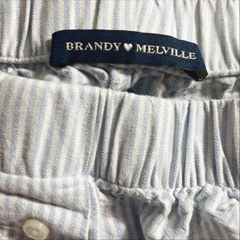 Brandy Melville Light Blue and White Striped Women's Boxer Shorts One Size EUC - Picture 3 of 5